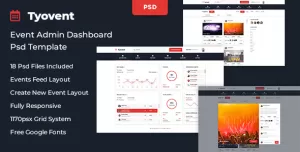 Tyovent - Event Management Dashboard Psd Template