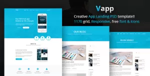 Vapp - Product, App, Marketing, Startup, Book landing PSD Template