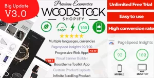 Woodstock - Fastest Shopify Sections Theme -Free Multilanguage App - PageSpeed 99/100 - Multipurpose