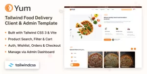 Yum - Tailwind CSS Client & Admin Food Template