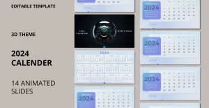 2024 Calendar PPT Template_3D theme Editable