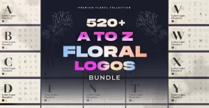 520 A till Ö Floral Handmade Logos Bundle - TemplateMonster
