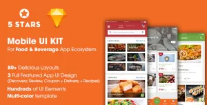 5Stars - Mobile UI KIT for Food & Beverage App Ecosystem