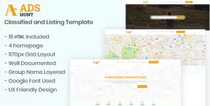 ADSHUNT - Classified and Listing HTML5 Template
