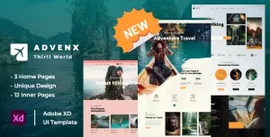 Advenx - Adventure Travel & Tourism Website Adobe XD Template
