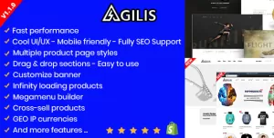 Agilis - Responsive Shopify Sections Theme - Google Pagespeed 99/100 - Cross-Sell - Full SEO Support