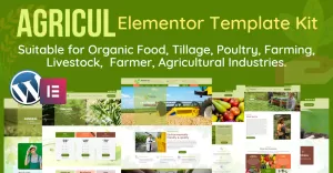 Agricul - Modern Organic Farm, Agriculture WordPress Elementor template kit.