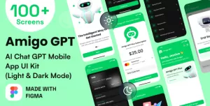 AI Chatbot GPT Mobile App UI Kit Figma Template - Amigo GPT