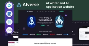 Aiverse - AI Writer en AI-applicatiewebsite React NEXT JS-sjabloon