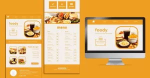 American Food Website and app Interface Psd Template