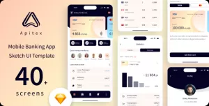 Apitex - Mobile Banking App Sketch UI Template