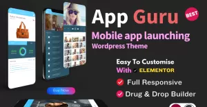 AppGuru Sass mobile App Landing Wordpress theme