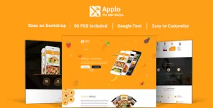Applo - Onepage PSD Template For Recipe Application Landing Page