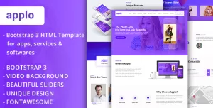 APPLO - Video Background Bootstrap 3 One Page HTML Template For Apps Services Softwares