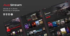 Ava Stream - Filmer och TV -program Bootstrap 4 webbplatsmall