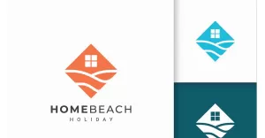 Beach Hotel or Resort Logo in Abstract Flat Shape