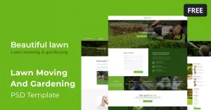 Beautiful Lawn - Lawn Mowing And Gardening Free PSD Template