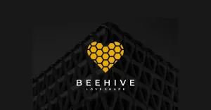 Beehive Honeycomb Love Heart Logo