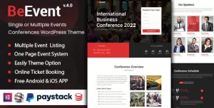 BeEvent - Single or Multi Events & Conferences WordPress Theme