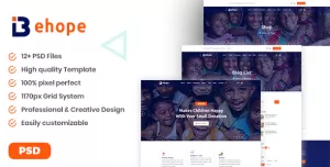 Behope - Charity, Nonprofit, NGO & Fundraising PSD Template