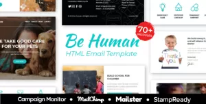 BeHuman - Multipurpose Responsive Email for Non Profit - StampReady Builder + Mailster & Mailchimp