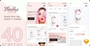 BeShop - Beauty Store App Sketch UI Template