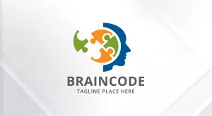 Brain - Code - Head Puzzle Logo - Logos & Graphics