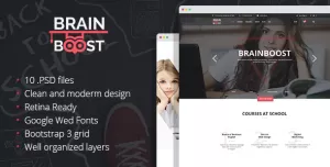 BrainBoost – Education, School & Courses PSD Template