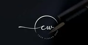 Calligraphy Studio Style CW Letter Logo Design