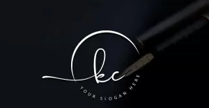 Calligraphy Studio Style KC Letter Logo Design