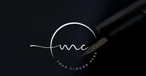 Calligraphy Studio Style MC Letter Logo Design
