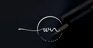 Calligraphy Studio Style WN Letter Logo Design