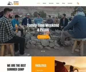 Camping WordPress theme for summer vacation outdoor activity recreation