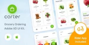 Carter – Grocery Application Adobe XD Mobile UI Kit