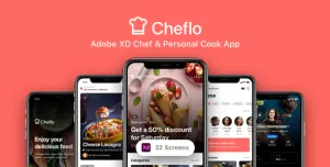 Cheflo - Adobe XD Chef & Personal Cook App