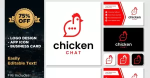 Chicken Bubble Chat Icon Logo Design - TemplateMonster