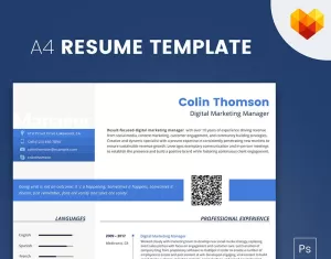 Colin Thompson - Digital Marketing Manager Resume Template