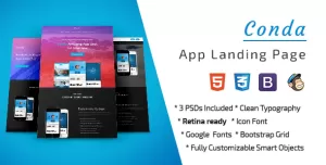 Conda App Landing Page PSD Template