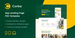 Corba – App Landing Page PSD Template