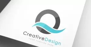Creative Brand Q Letter Blue Wave Logo - TemplateMonster