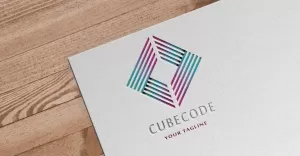 Cube Code Digital Logo Template