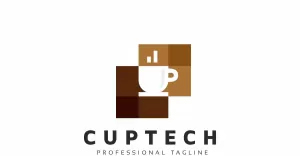 Cup Tech Cafe Logo Template