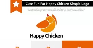 Cute Fun Fat Happy Chicken Simple Logo - TemplateMonster