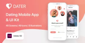 Dater - Adobe XD Dating UI Kit For Mobile App