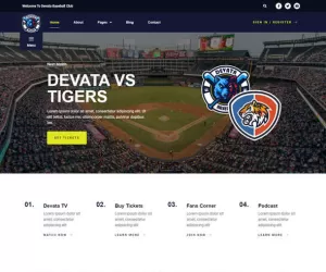 Devata - Baseball Team & Sports Club Elementor Template Kit