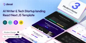 Dex.AI - AI Writer & Tech Startup Landing Page NextJS Template