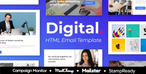 Digital - 30+ Modules Responsive Email Template + Mailchimp Editor + Campaign Monitor & Mailster
