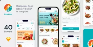 DineHub - Restaurant Food Delivery Sketch UI Template