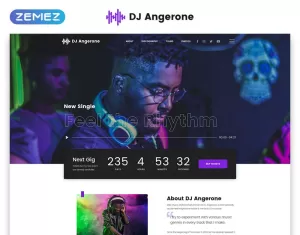 DJ Angerone - Muziek Multipage Moderne HTML-websitesjabloon
