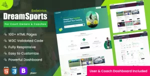 Dream Sports - Turf, Ground, Venues and Coaches Finder Booking Html Template